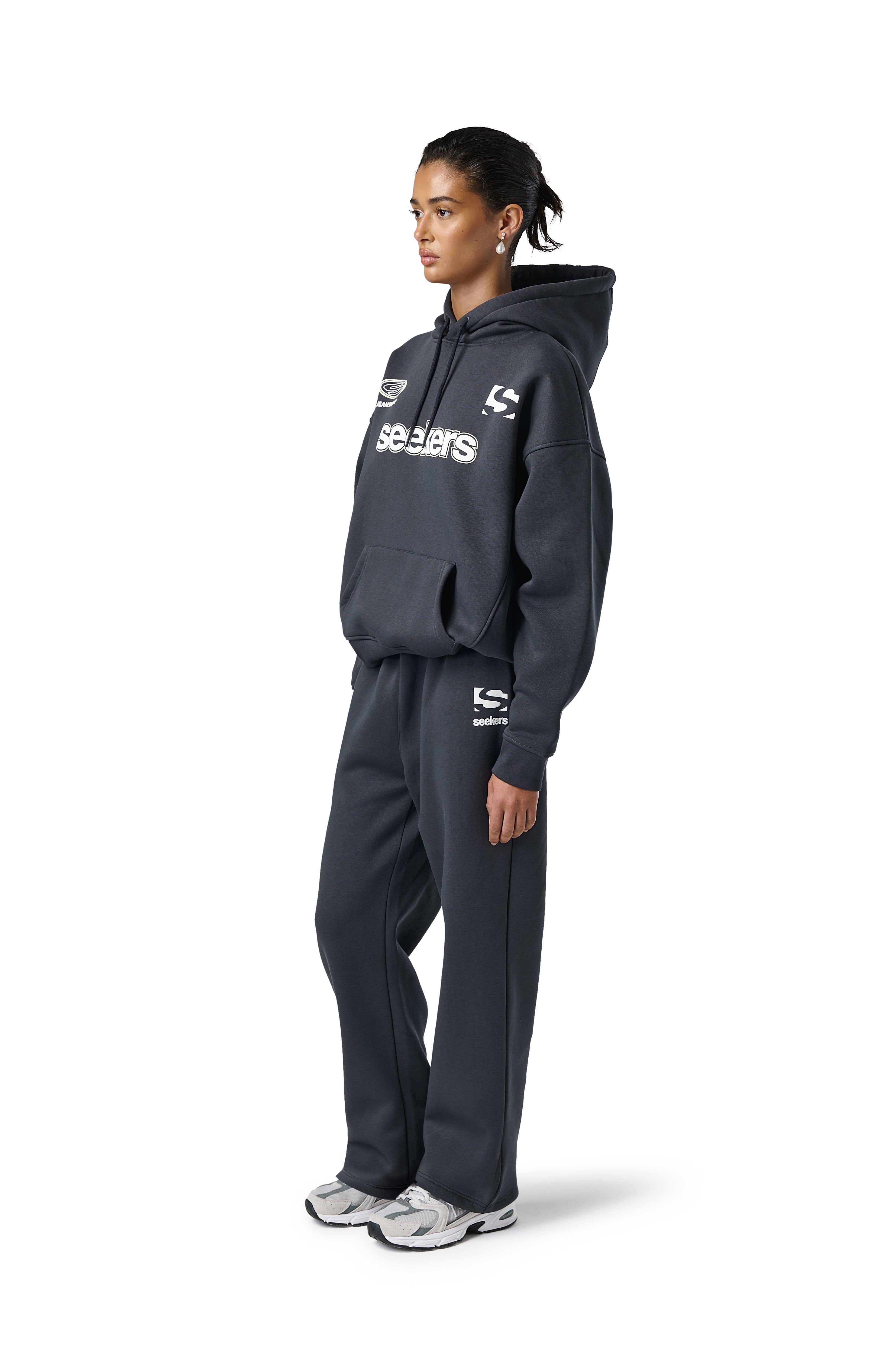 Model Iman is 5'8 and wears size S.